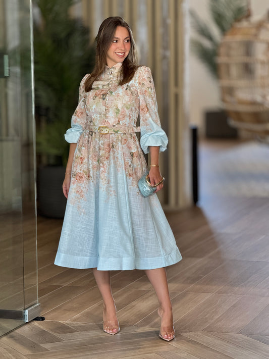 Gardenia Blue Floral Dress Gala