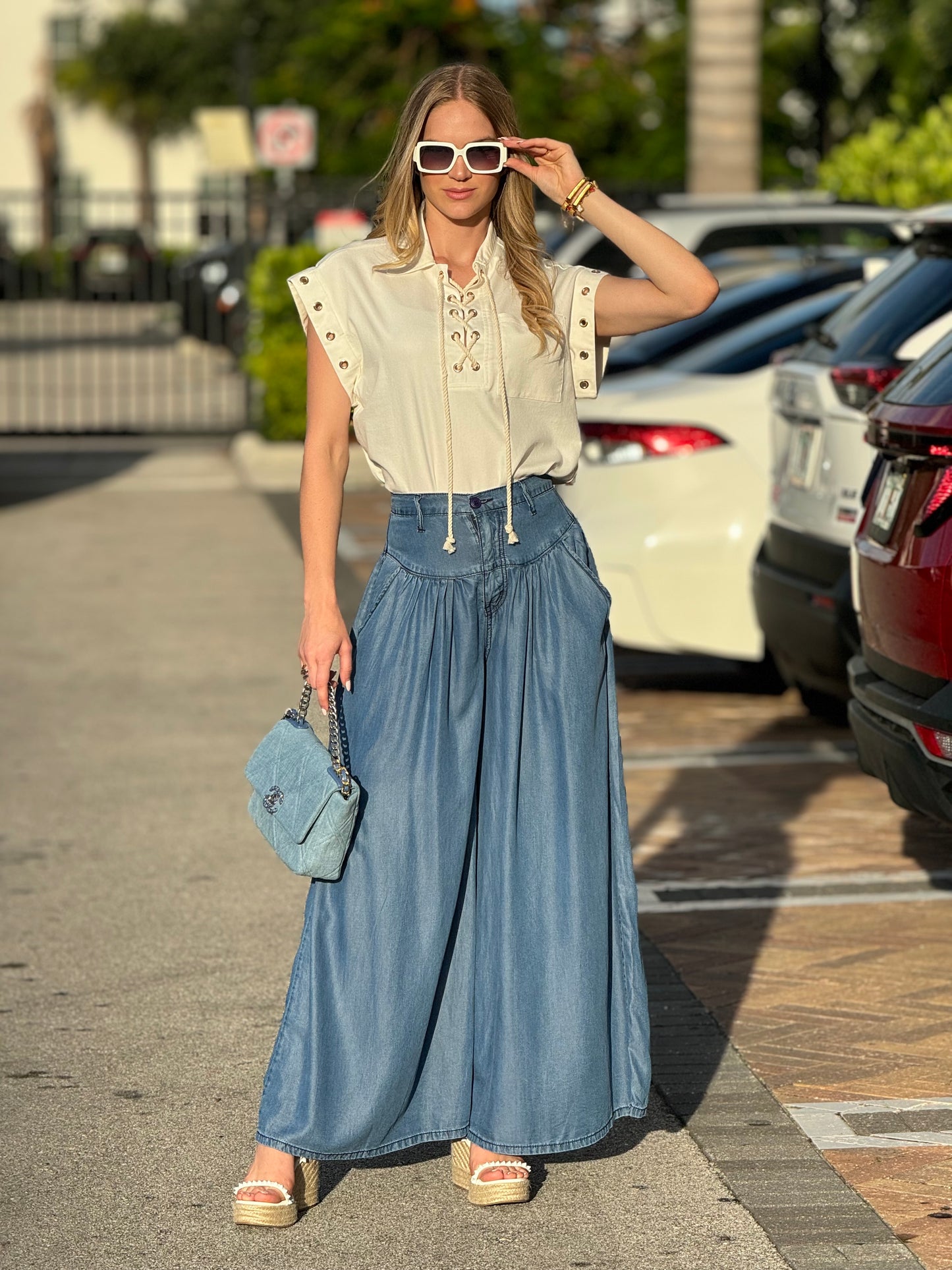 Vivianne Denim Palazzo Pants