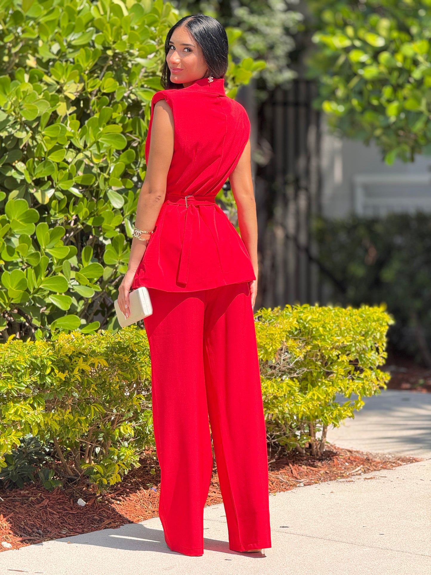 Itoo Red Lace Bustier Vest Set