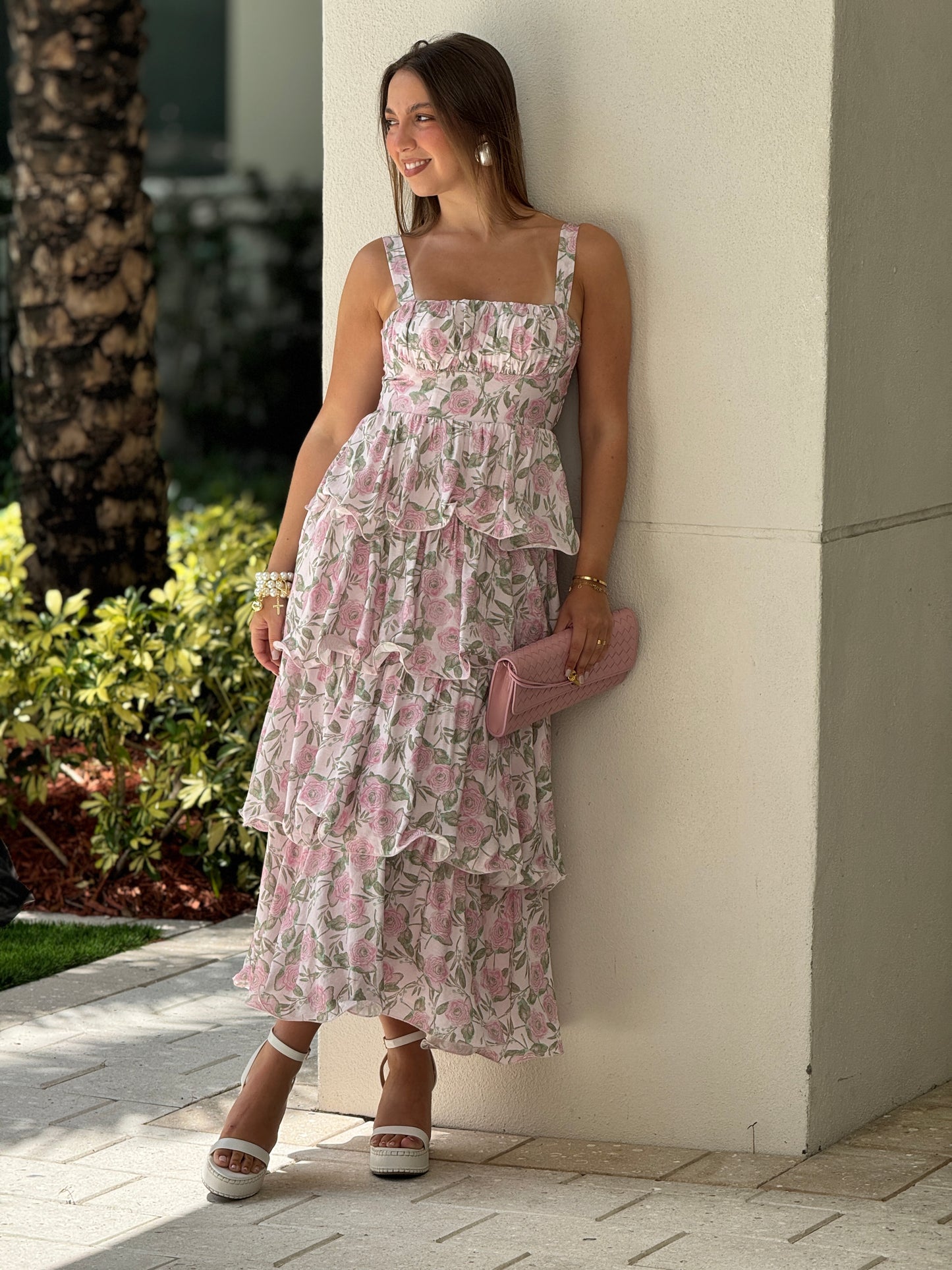 Meadow Pink Floral Layers Dress