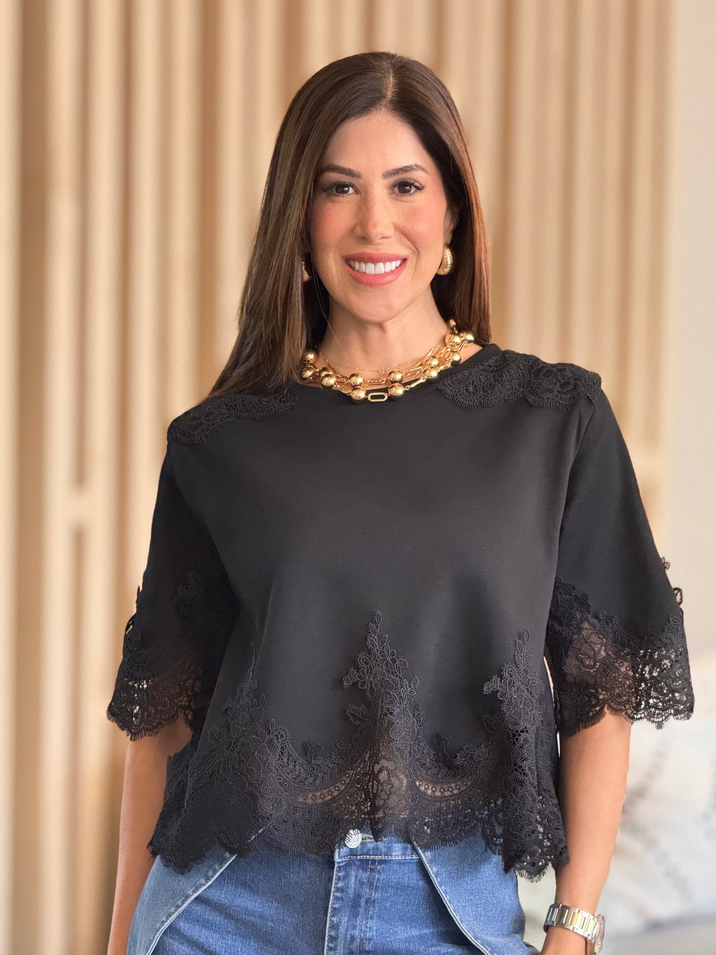 Hanoi Black Lace T-Shirt