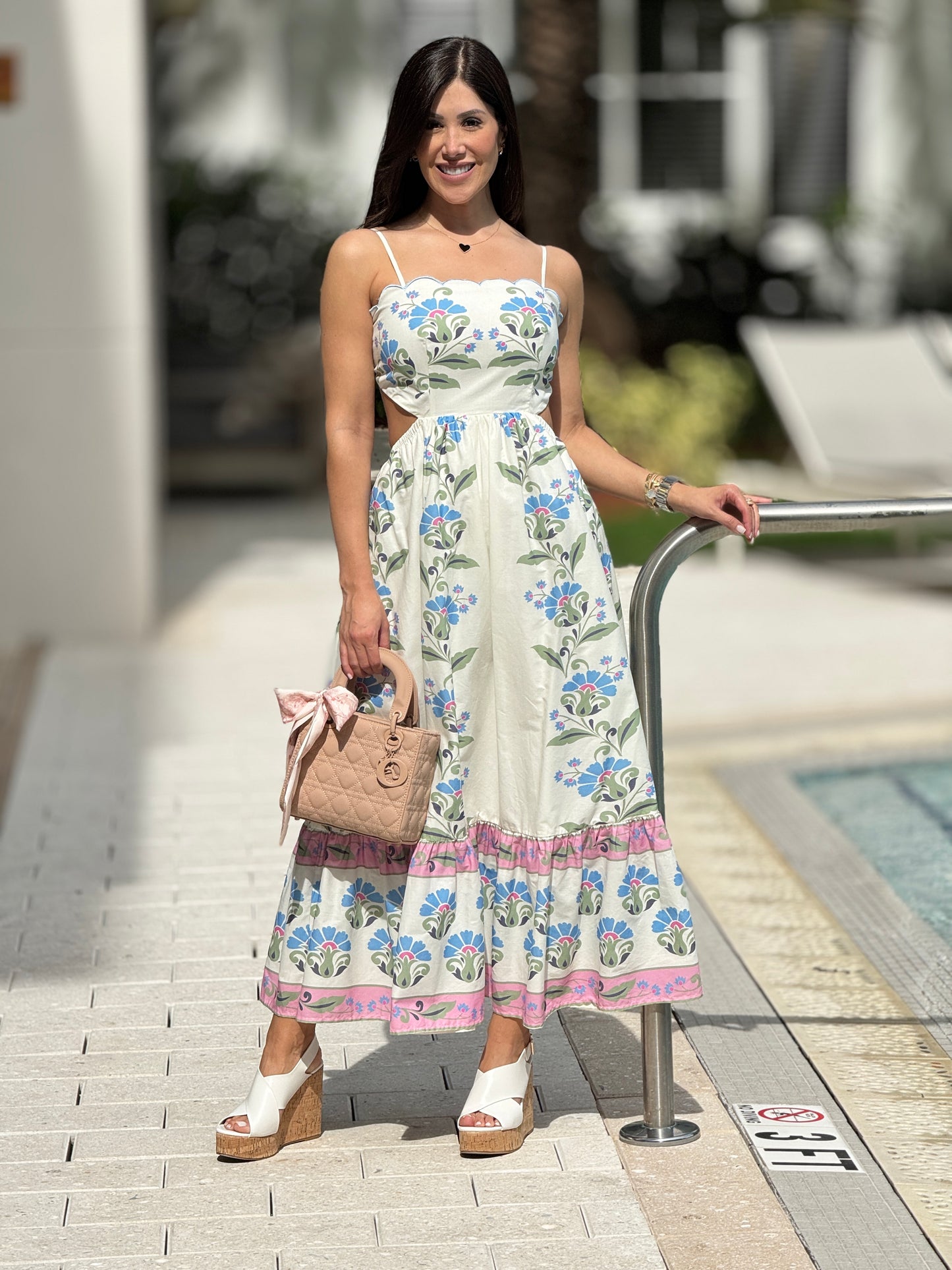 Amable White Floral Print Dress
