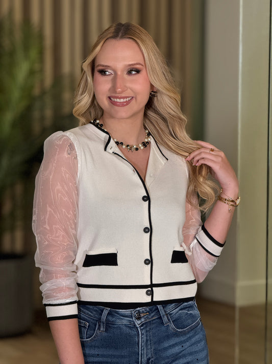 Rivera White/Black Knitted Vest Top