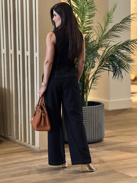 Voguish Dark Denim Vest Set