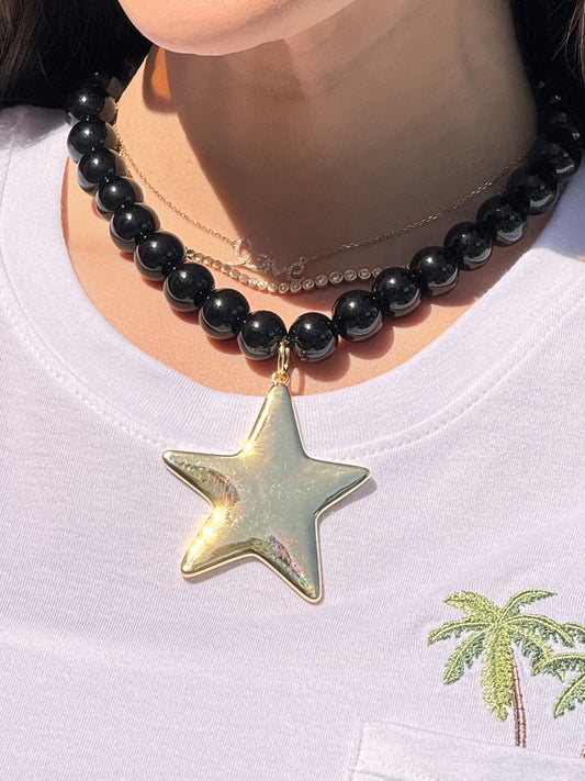 Star Black Natural Stone Necklace