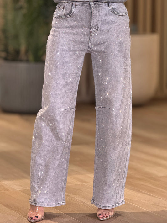 Nina Silver Denim Rhinestone Jeans