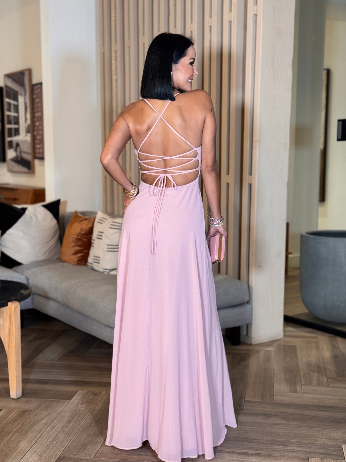 Symphony Pink Texture Maxi Dress Gala