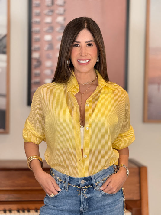 Filipa Yellow Lines Shirt Top