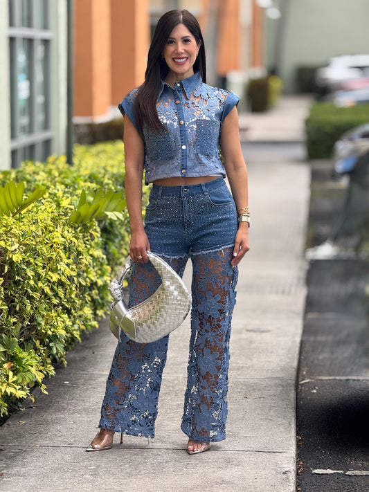 Dayana Blue/Denim Torchon Set