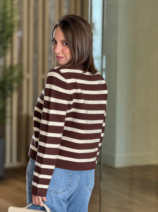 Strut Brown Lines Knitted Top