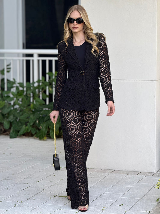 Teresa Black Torchon Blazer Set