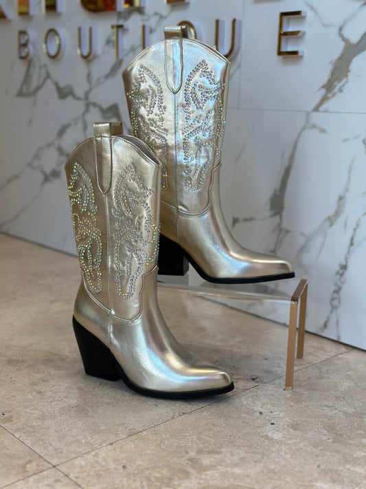 Texas Gold Rhinestone Boots