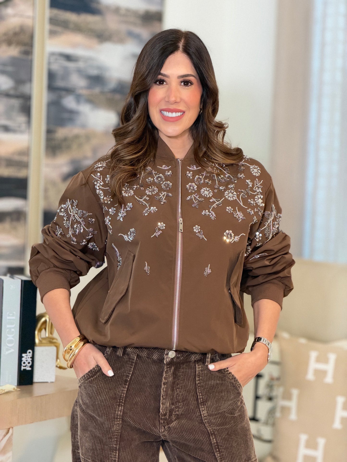 8211 Brown/Silver Jacket Top*