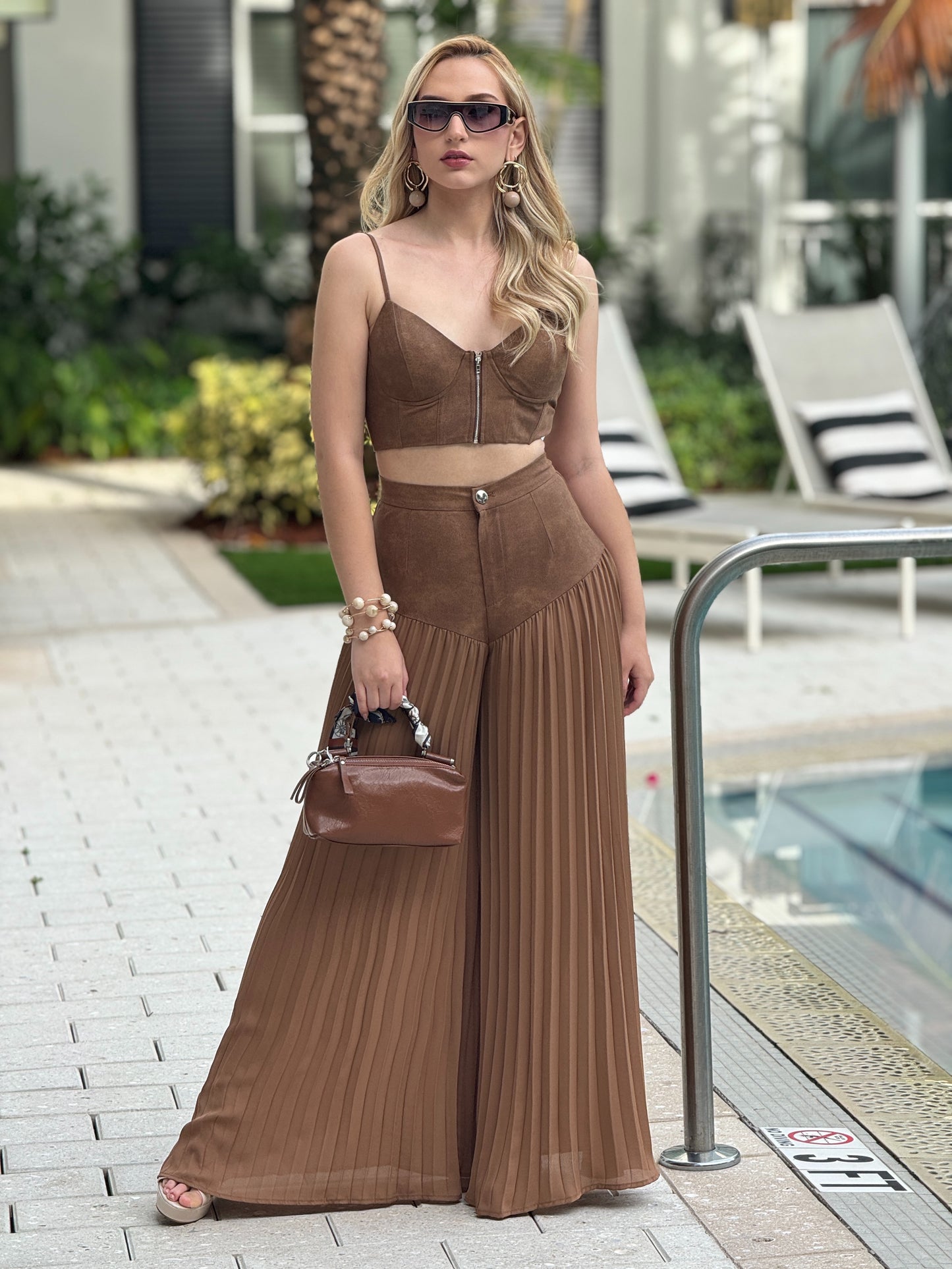 Barbara Brown Pleated Pants Set