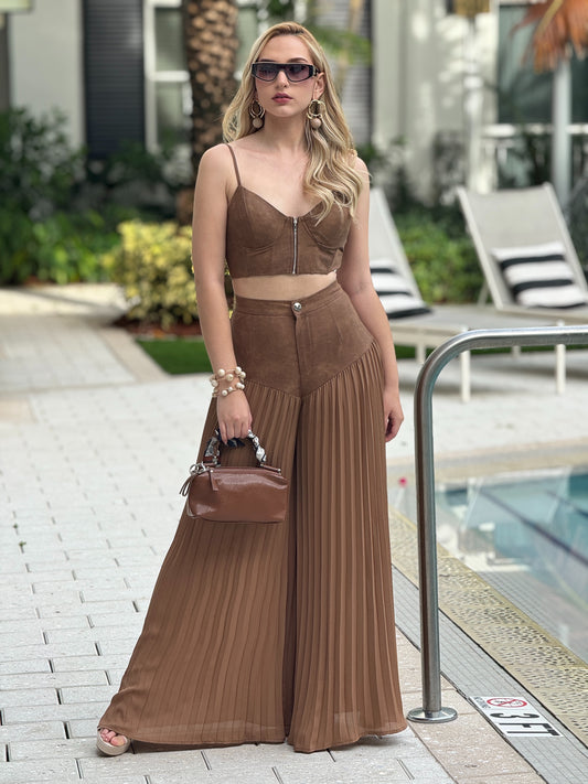 Barbara Brown Pleated Pants Set