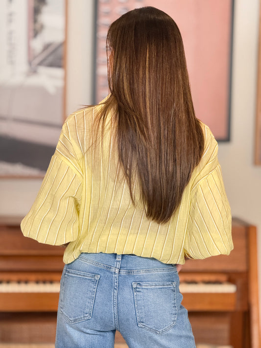 Filipa Yellow Separated Lines Shirt Top