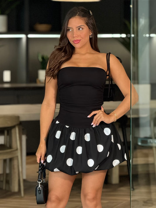 The Polka Dots Black Bubble Dress