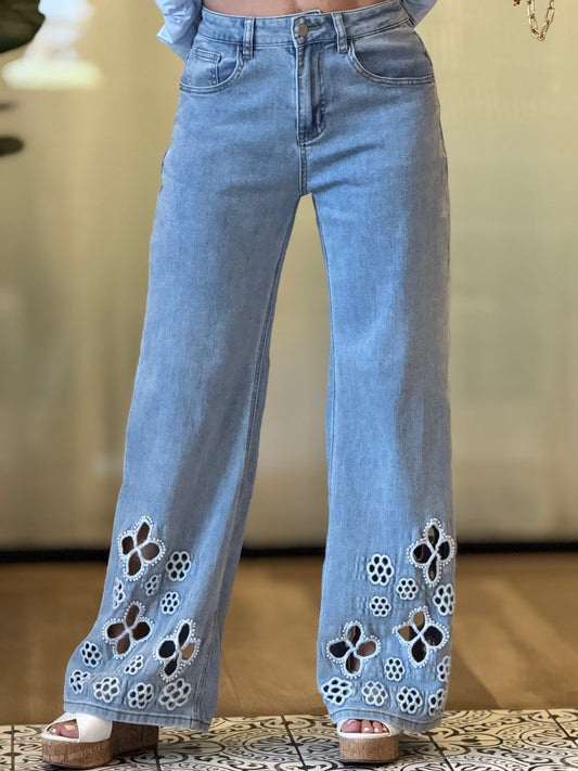 Florence Light Denim Cutout Jeans