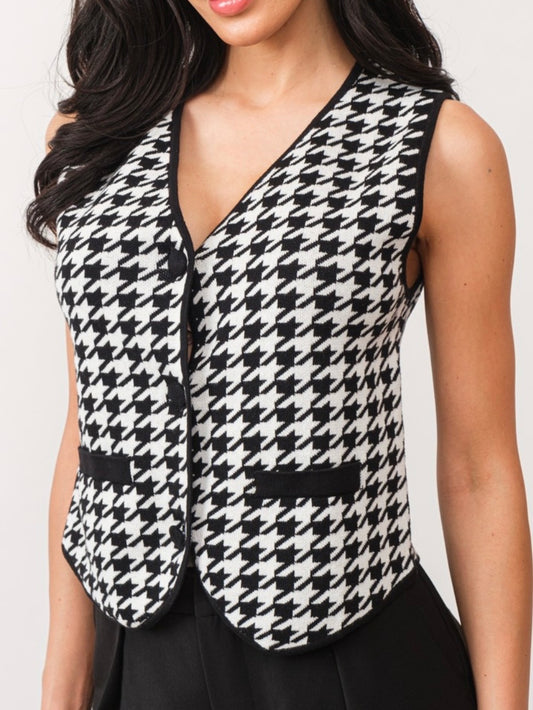 Quinn Black Vichy Print Vest