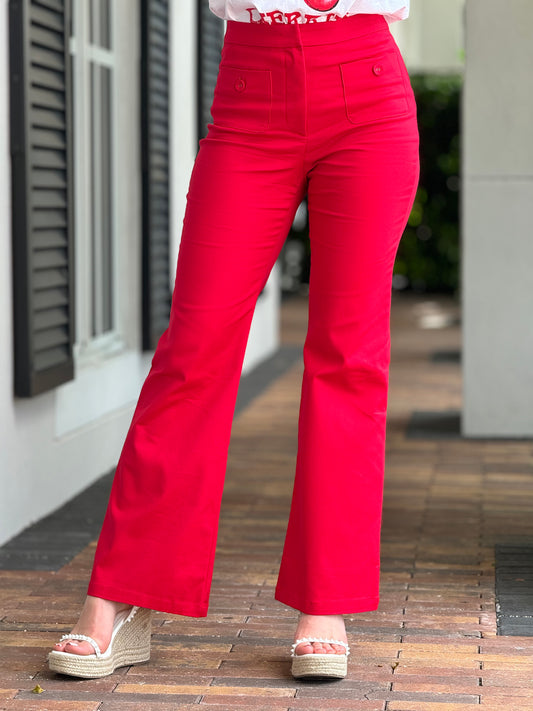 Ovianca Red Pockets Pants