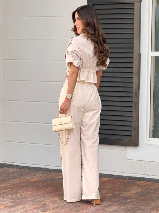 More Burgundy/Beige Embroidery Set