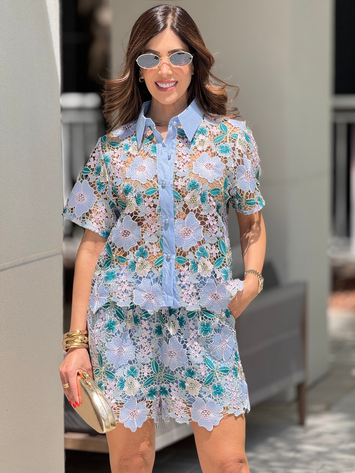 Rosie Blue/Lilac Floral Torchon Set