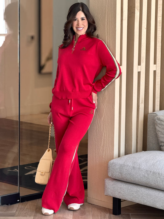 Cece Red Knitted Sparkly Sport Set