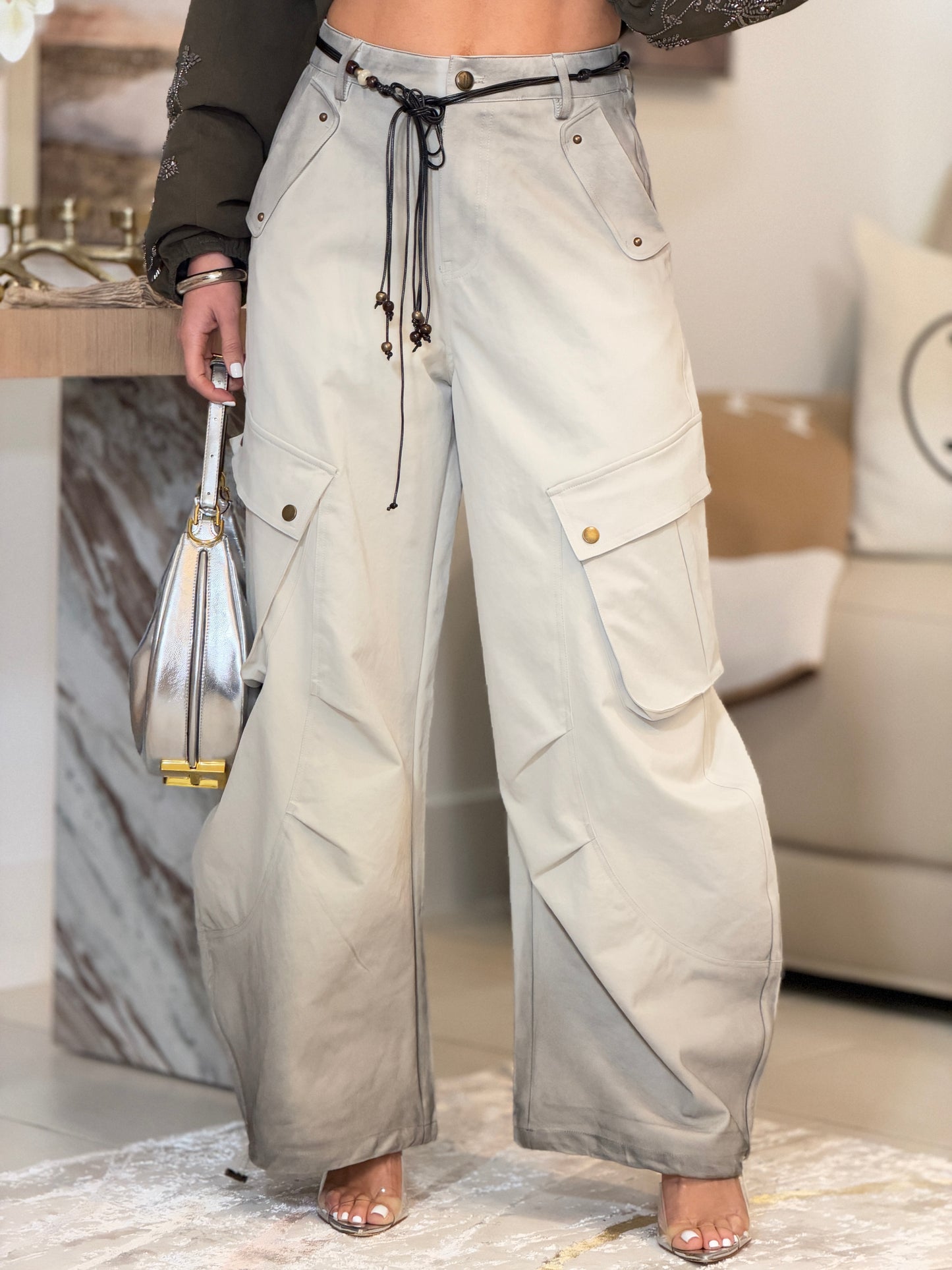 2616 Fp Ivory Wire Belt Pants