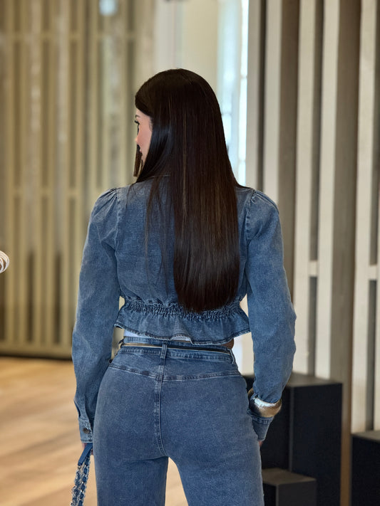 Hottie Denim Peplum Jacket Top