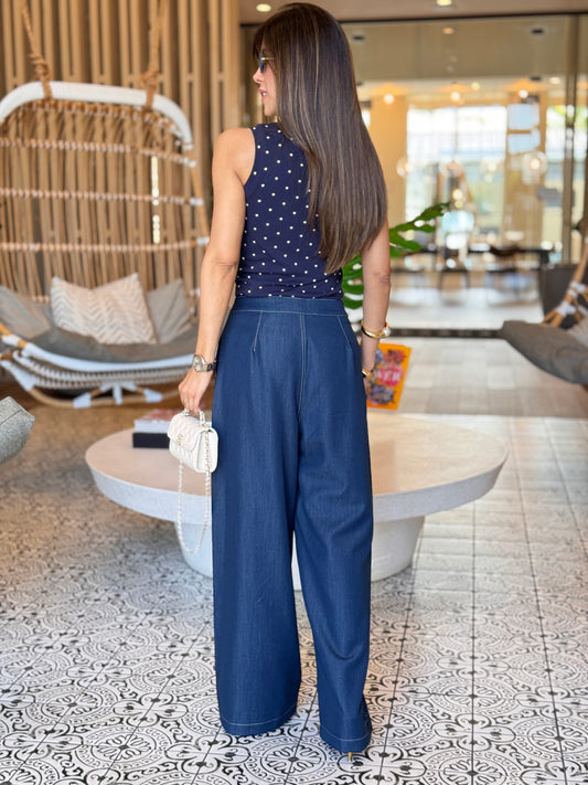 Vivalia Mid Denim Buttoned Pants