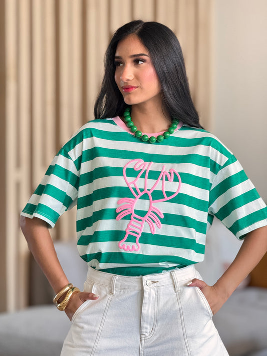 Lobster Green/Pink Lines T-Shirt