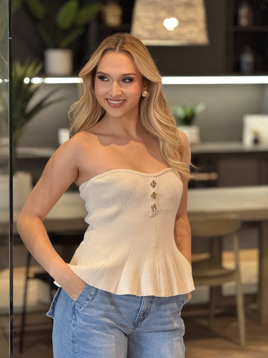 Merry Yvory Gold Knitted Top