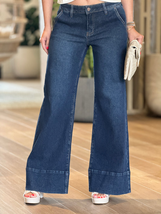 Risen Denim Suede Jeans