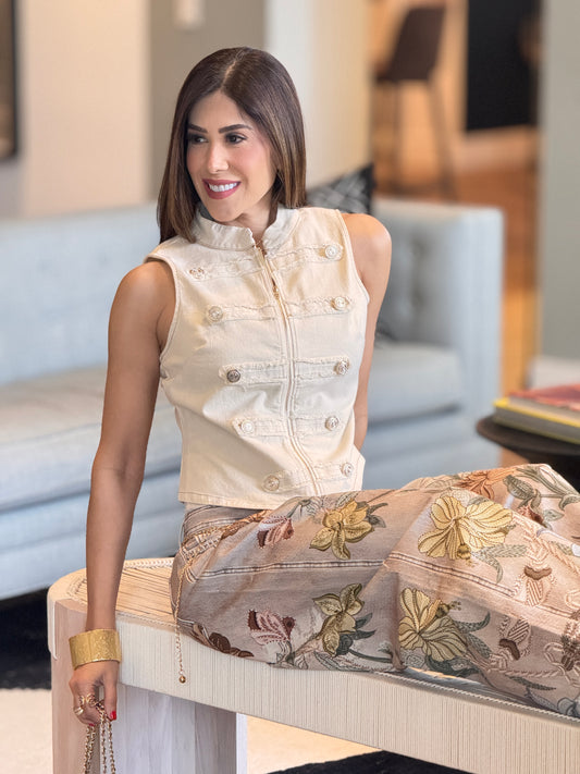 Pastel Napo Beige Vest Top