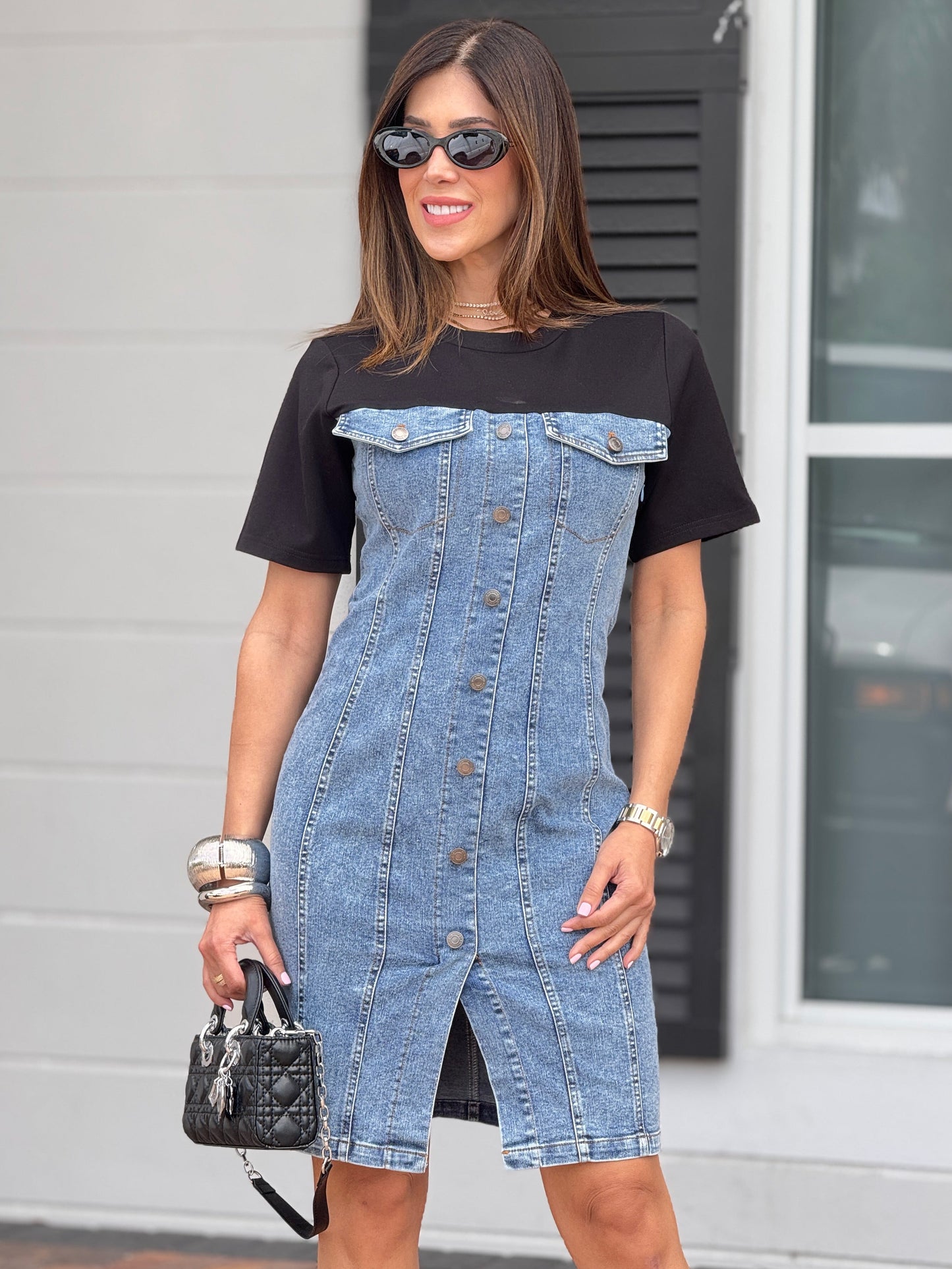Rivera Tee Black/Denim Dress