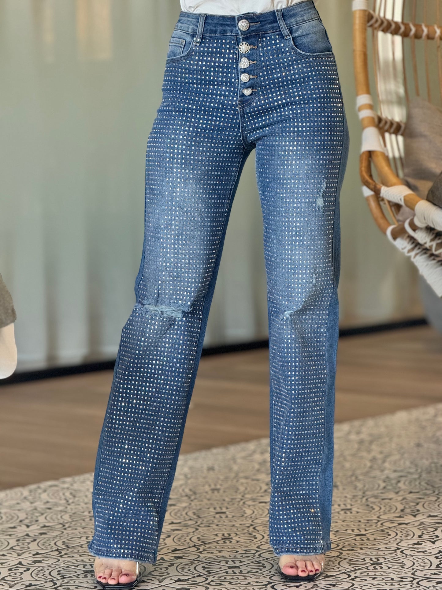 Hollywood Rhinestone Dark Wash Jeans