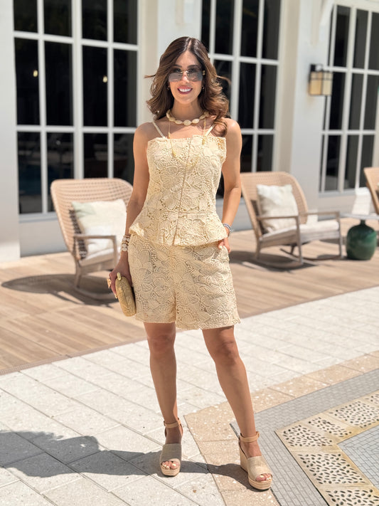 Creta Beige Torchon Short Set