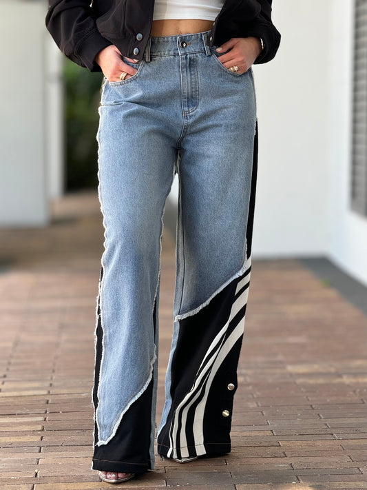 Melanie Denim/Black Lines Pants