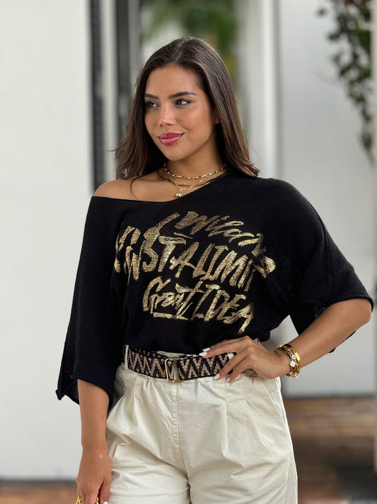 Gretta Black Knitted Top