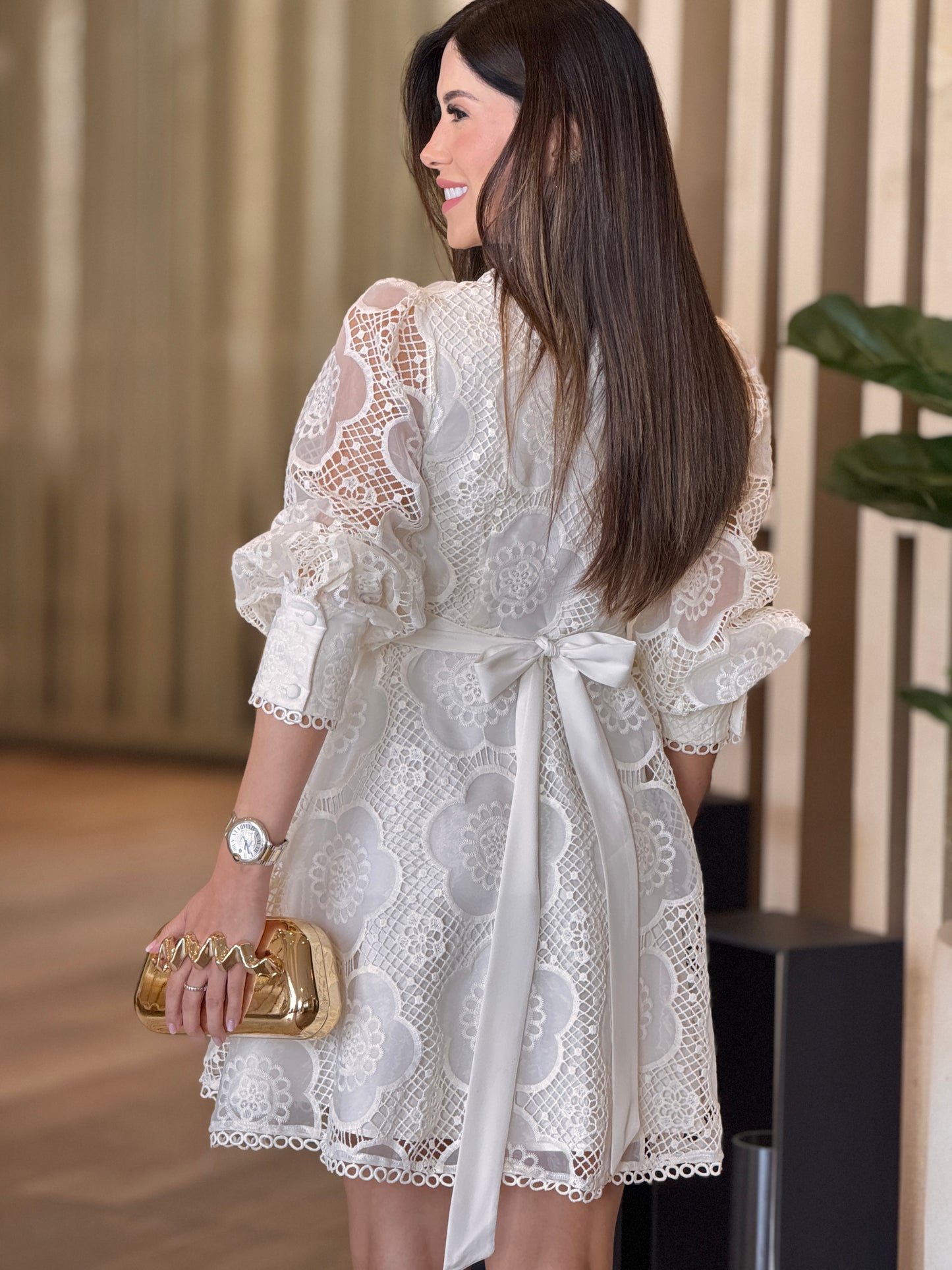 Voguish Ivory Floral Torchon Dress