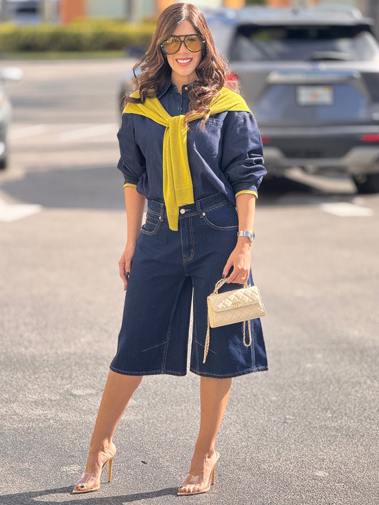 Amber Dark Denim Bermuda Shorts