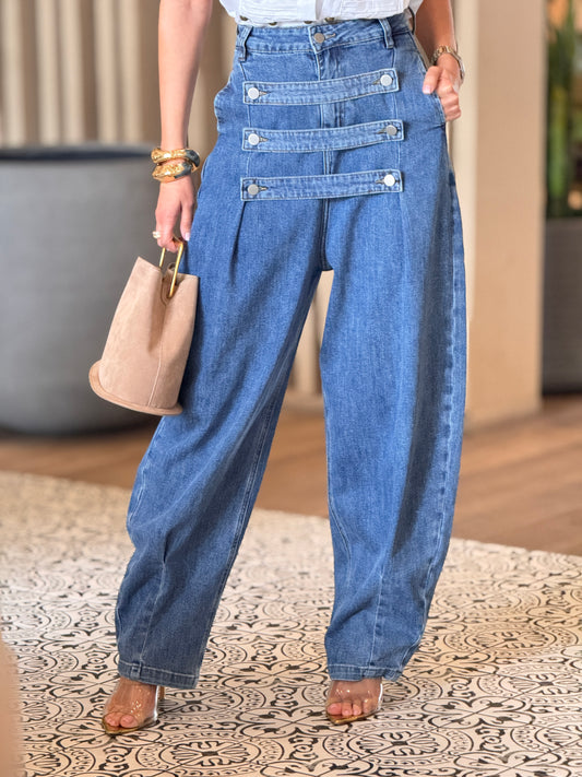 Army Denim Studs Barrel Jeans