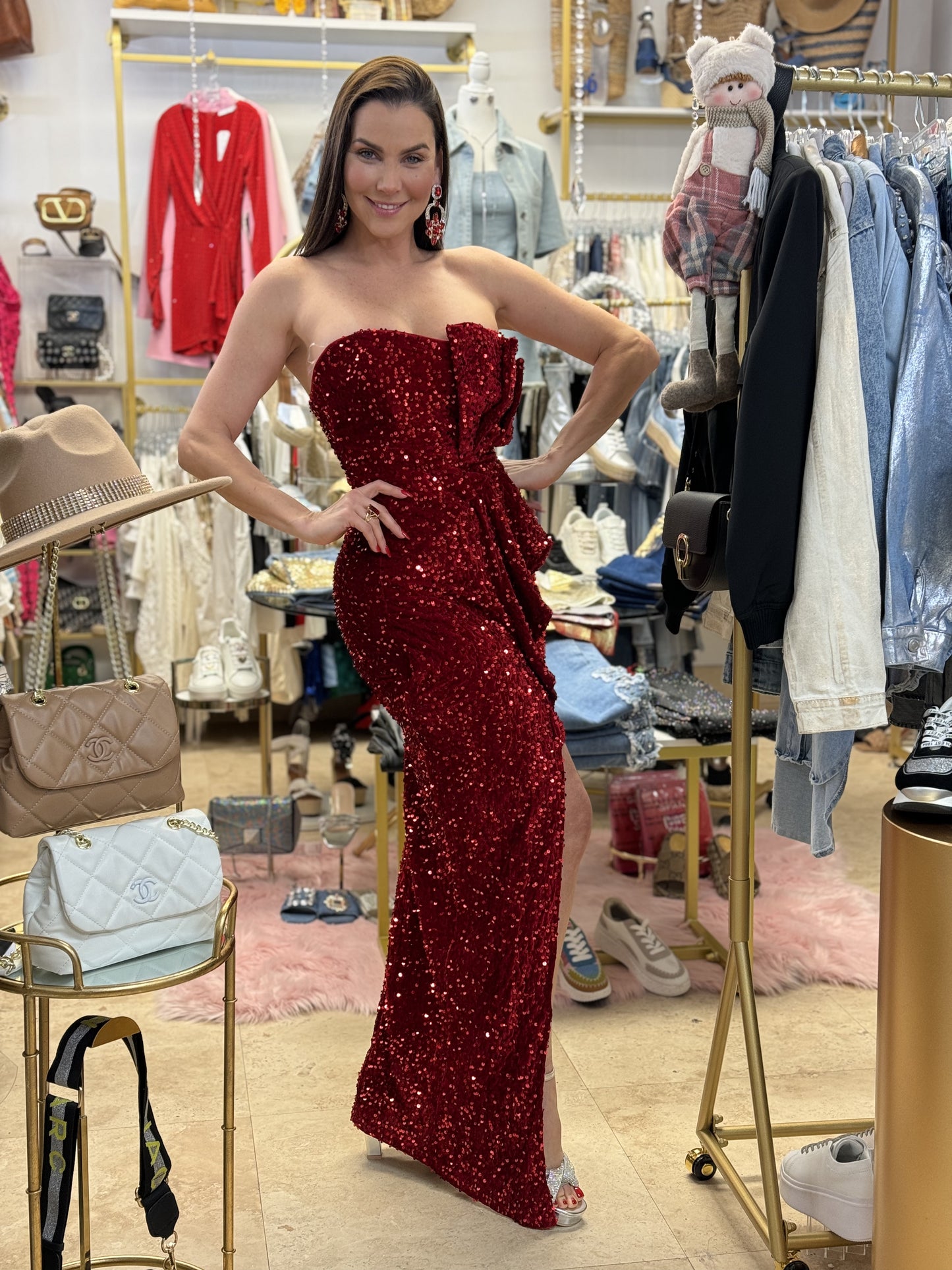 Gabriela Red Sequin Dress Gala