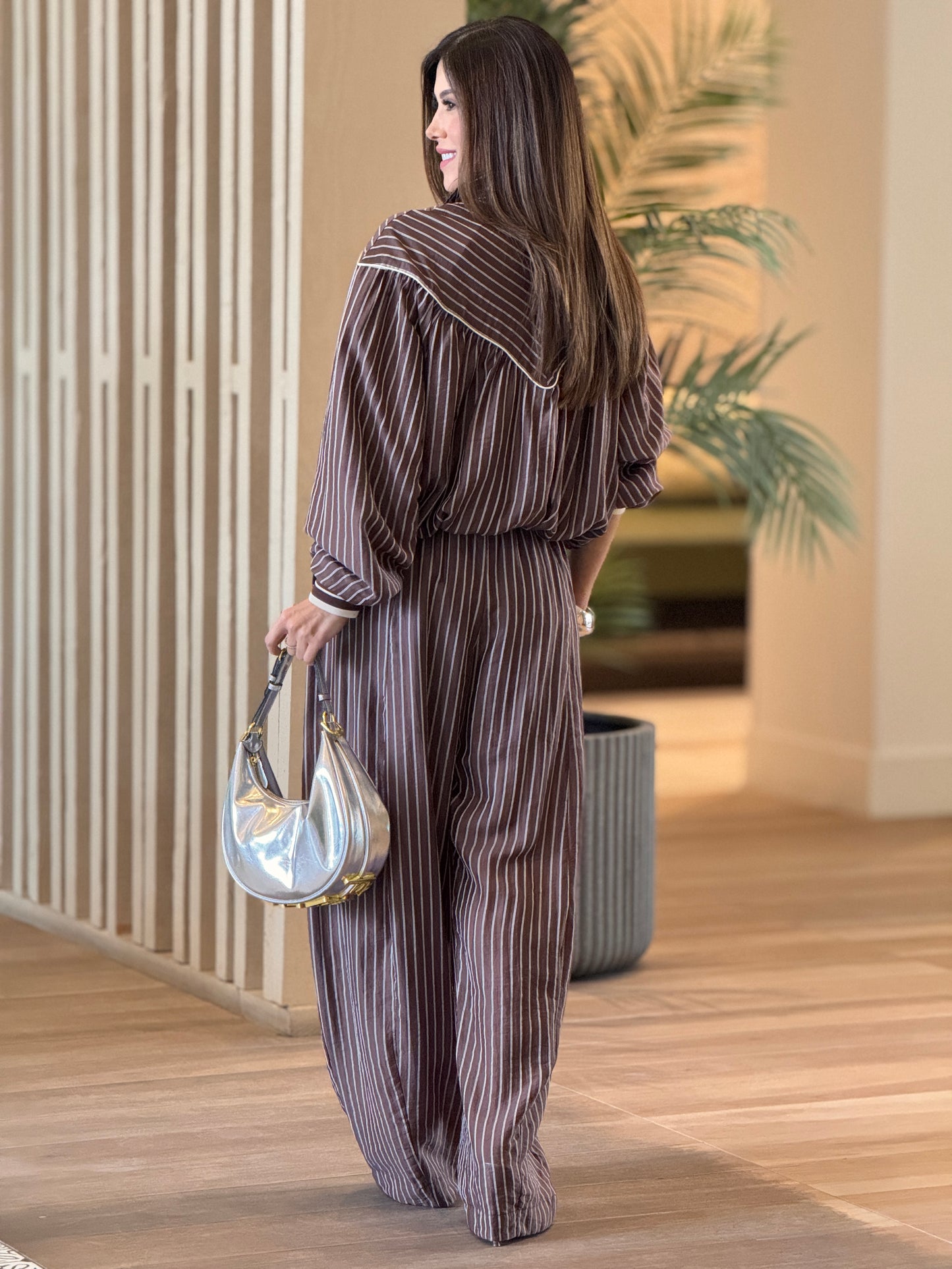 Lumina Brown Lines Jacket Set