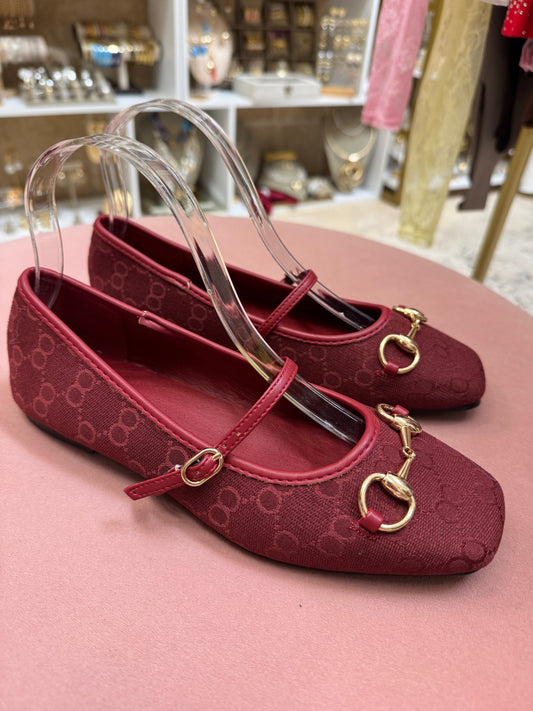 Gigi Burgundy Ballerina Flats