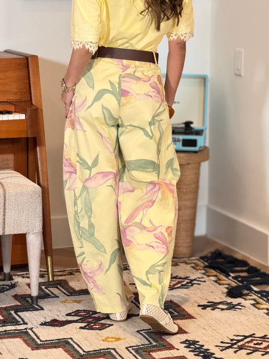 Italy Yellow Flowers Jogger Pants