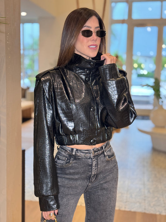 Muy Black Croc Jacket Top