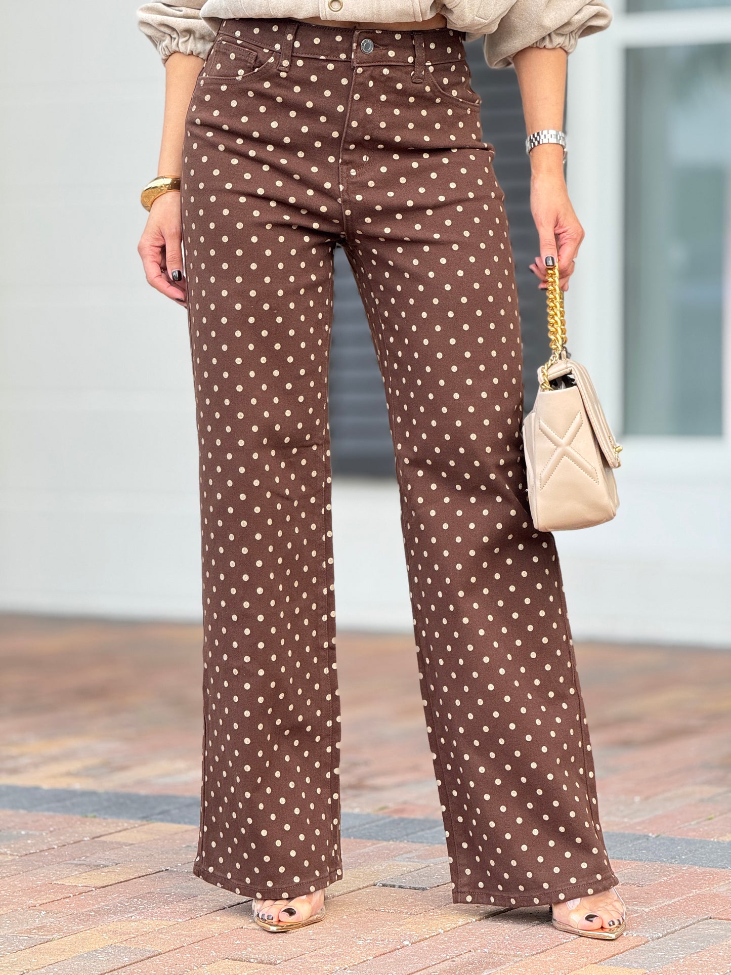 Cielito Brown Polka Dots Jeans