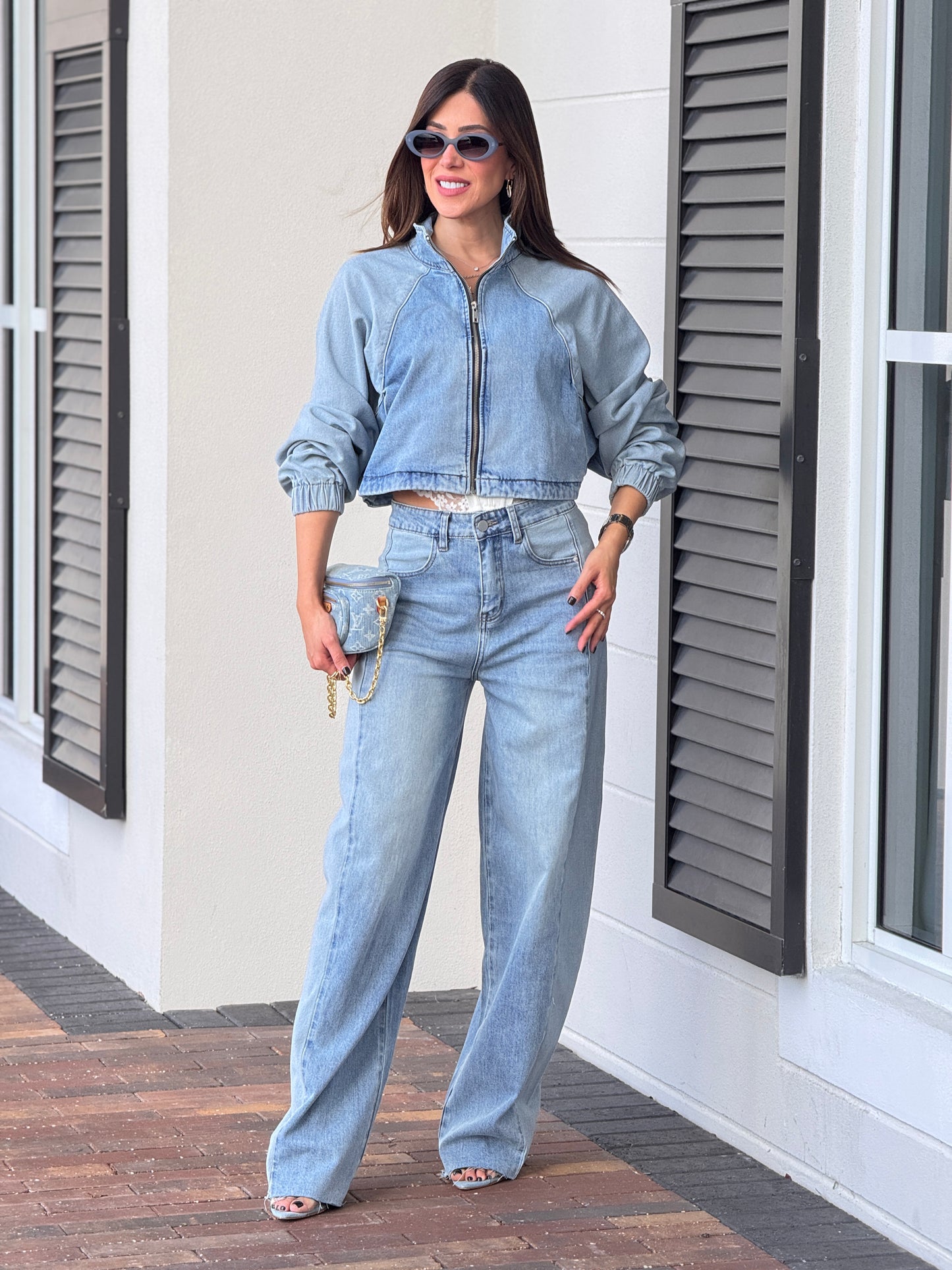 Perky Double Tone Denim Abstract Set