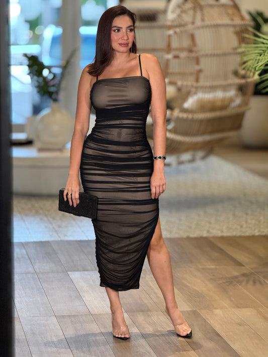 Privy Black Mesh Dress Gala
